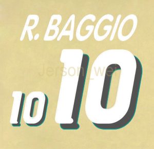 Baggio #10 1994 World Cup Italy Flock Transfer Printing(White)