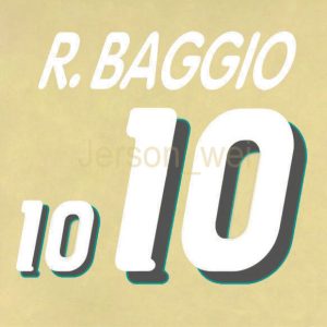 Baggio #10 1994 World Cup Italy Flock Transfer Printing(White)