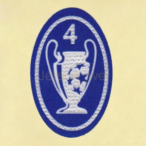 UEFA Champions League 4 Times Trophy (light blue) Sleeve Soccer Patch / Badge