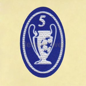 UEFA Champions League 5 Times Trophy (light blue) Sleeve Soccer Patch / Badge