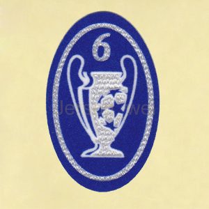 UEFA Champions League 6 Times Trophy (light blue) Sleeve Soccer Patch / Badge