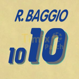 Baggio #10 1994 World Cup Italy Awaykit Nameset Printing/flock transfer Number