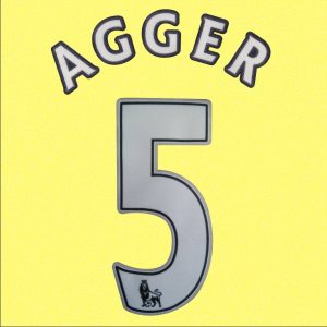 New EPL 12-13 Liverpool 5# AGGER Home soccer jersey Number Flock Printing Set