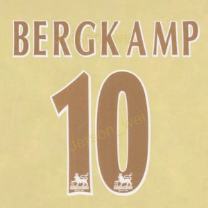 Bergkamp #10 2005-2006 Arsenal Player Size PREMIER LEAGUE Gold Nameset Printing