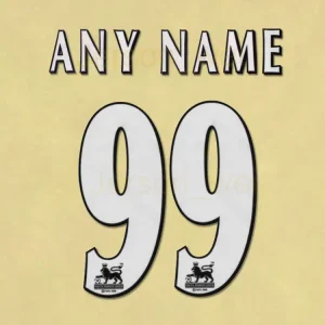 Lextra Premier League 1997-2006 White Football Shirt Number Nameset Flock