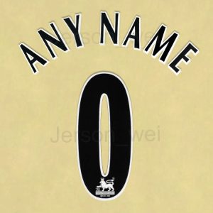 England Premier League 1997-2006 Black Football Shirt Number Nameset