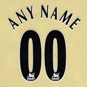 England Premier League 1997-2006 Black Football Shirt Number Nameset Flock set