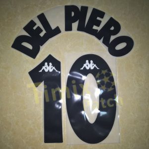 Juventus DEL PIERO 10# Away Kit Velvet Name Number Set Kappa 1997-1998 Nameset