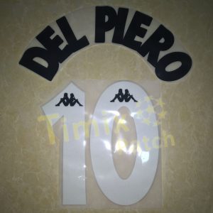 Juventus DEL PIERO 10# Home Kit Velvet Name Number Set Kappa 1997-1998 Nameset