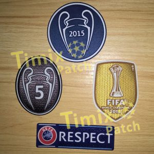 UEFA CHAMPIONS LEAGUE BARCELONA 2015 FIFA SET OF PATCHE BADGE PARCHE 5 TROPHY