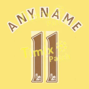 New England Premier League 2007-2013 Football Shirt Gold Printing Nameset Flock Number set
