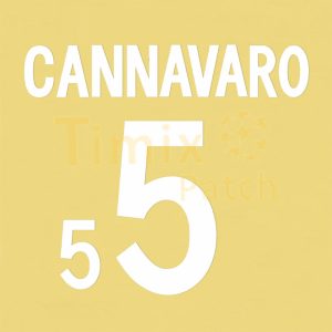Cannavaro #5 World Cup 2002 Italy Homekit Nameset Number Polyflex Printing