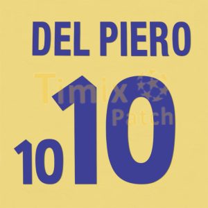 Del Piero #10 EURO 2000 Italy Away kit Name set Polyflex Printing
