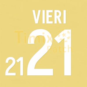 Vieri #21 World Cup 2002 Italy Homekit Number Name set Polyflex Printing
