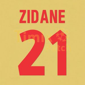 Zidane #21 1998-1999 Juventus Homekit Nameset Polyflex Printing Patch
