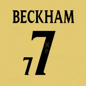 England 2000 Beckham #7 EURO Black Name set Polyflex Printing