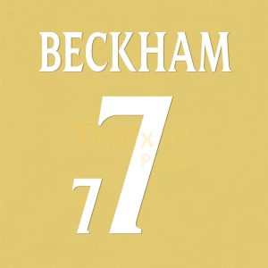 England 2000 Beckham #7 EURO Awaykit Name set Polyflex Printing