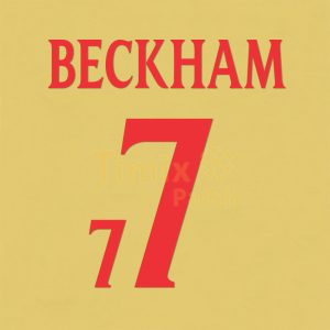 England 2000 Beckham #7 EURO Homekit Name set Polyflex Printing