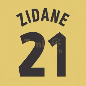 Zidane #21 1998-1999 Juventus Awaykit Nameset Polyflex Printing Patch