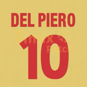 Juventus Del Piero 10 1998-1999 Homekit Name set Polyflex Heat Transfer Sticker