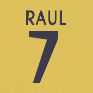 Real Madrid 1998-2000 Raul 7 Home Kit Nameset Polyflex Printing Name set Sticker