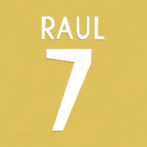 Real Madrid 1998-2000 Raul 7 Home Away Kit Nameset Polyflex Printing Name set Sticker