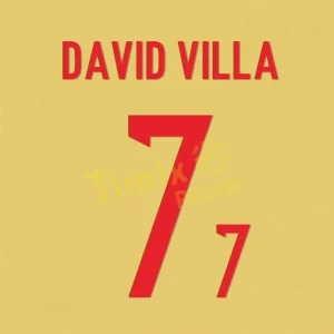 DAVID VILLA #7 Adidas World Cup 2014 Nameset Printing Name set Sticker
