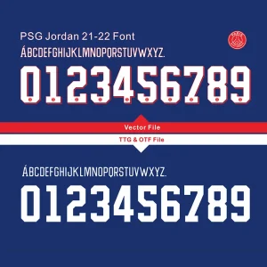 Paris Saint-Germain Jordan UCL UEFA 21-22 Home kit Font Vector