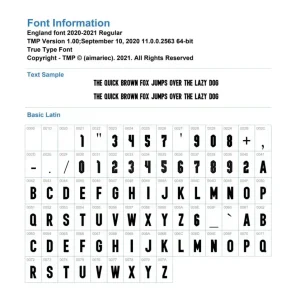 England EURO 20-22 font
