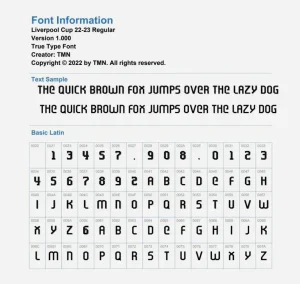 Liverpool 22-23 Kit Font