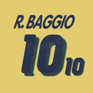 Baggio #10 1994 World Cup Italy Away Nameset Printing flock transfer Number