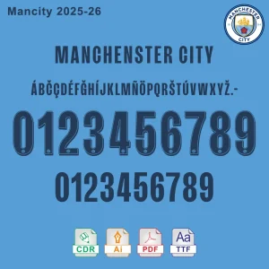 Manchester City 2025-2026 Font Download – TTF, OTF, CDR, PDF Files